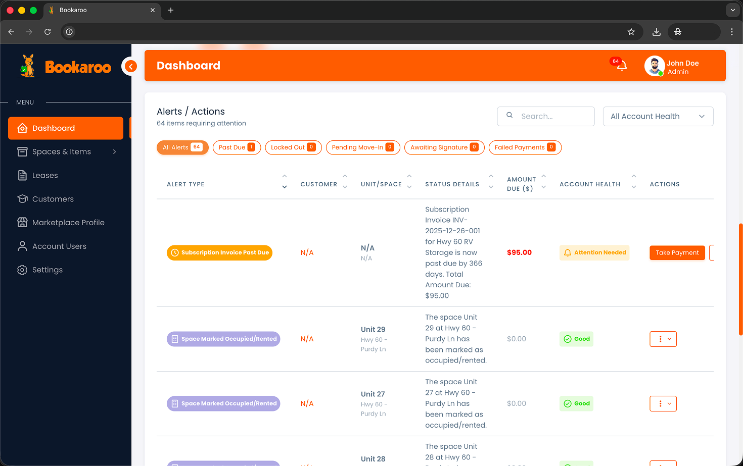 Alerts and actions